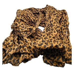 VIntage Sheer Leopard Cheetah Print Scarf 60in 20in lightweight